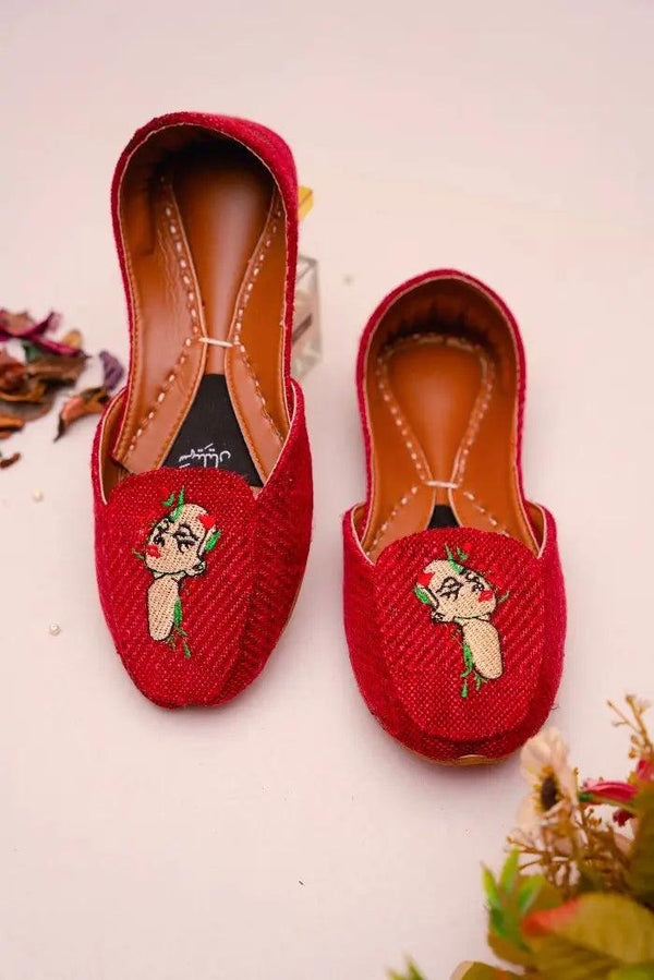 Buy a girl made with colorful threads Red loafer khussa online