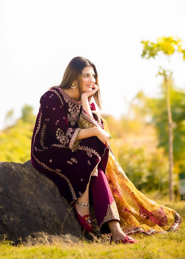 yellow thread work with white pearls red loafer khussa for women