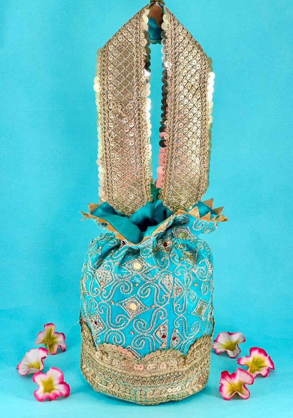 Majestic Azure Potli Bag - Saheliyan (سہیلیاں)