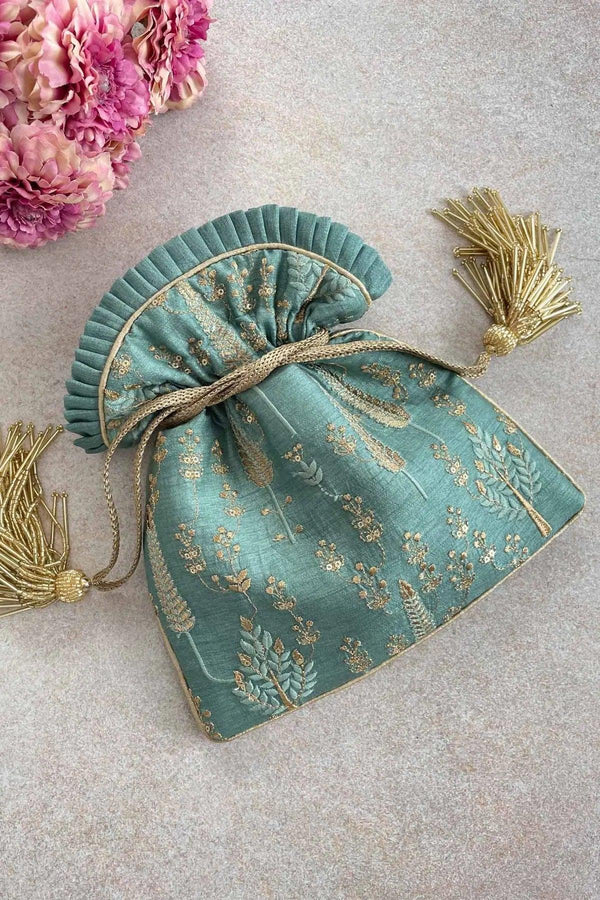 Arbre Silk Potli bag Blue Love - Saheliyan (سہیلیاں)